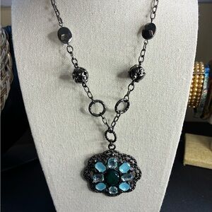 Elegant Black Necklace with Blue Accents